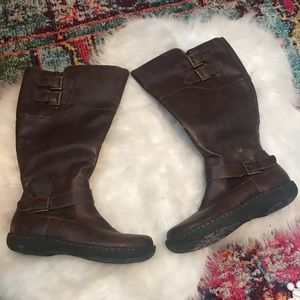 Brown leather boots